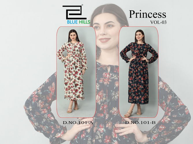 Princess Vol 3 By Blue Hills Printed Kurtis Catalog
